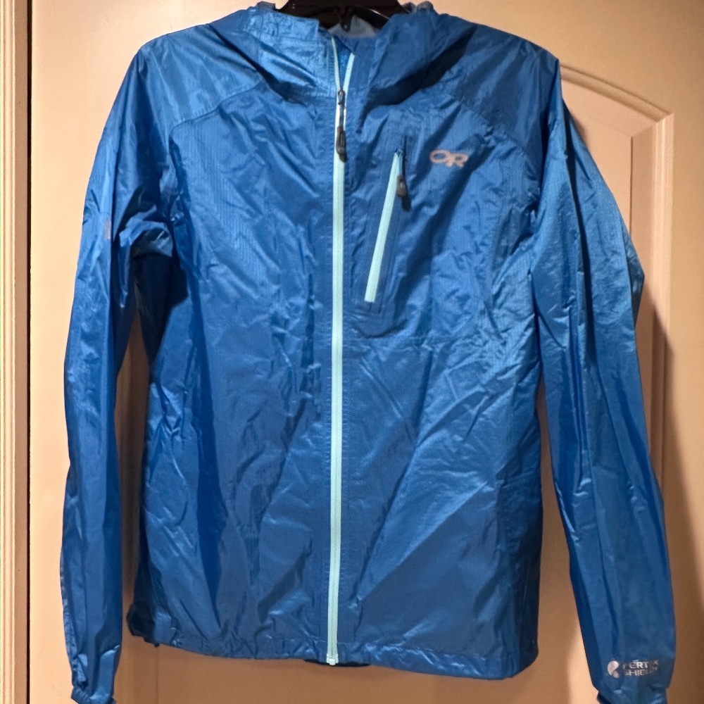 Turquoise Outdoor Research Women's Helium Jacket Pertex Shield Packable Size M